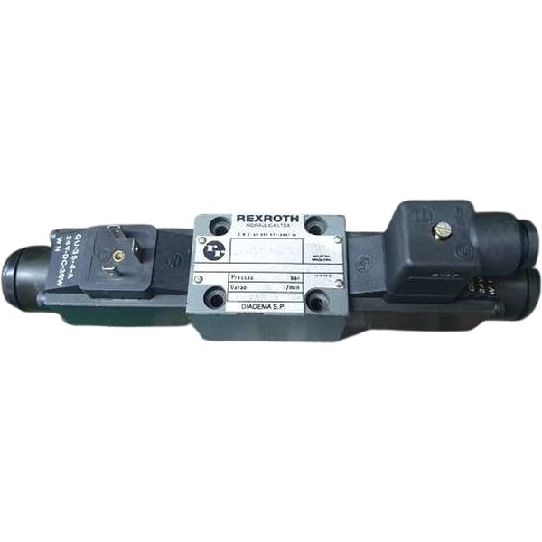 pressão máxima 350bar, 4 conexões úteis, tamanho 6, centro L,  Série 5X, 24V, com acionamento de emergência
