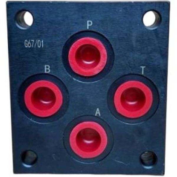 sub-placa, sub-base, base para válvulas, placa intermediária, placa de conexão, placa de montagem de válvulas, montagem de válvula hidráulica, manifold, bloco hidráulico