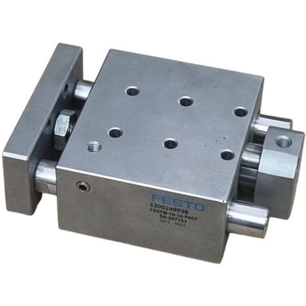 cilindro de aço inoxidável, diâmetro 16mm, curso 15mm, amortecimento elástico  nas posições finais de curso, detecção de posição, guia deslizante