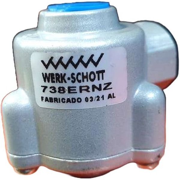 conexão rosca 3/8BSP, faixa de pressão 1 a 10 bar, temperatura de trabalho -10oC a 80oC, fluido ar comprimido, corpo alumínio, vedações Buna-N