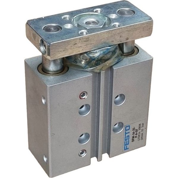 cilindro com guia, diâmetro 16mm, curso 25mm, amortecimento elástico  nas posições finais de curso, detecção de posição, guia deslizante