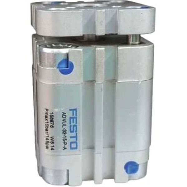 cilindro compacto, antigiro com elemento de fixação, diâmetro 32mm, curso 15mm, anéis/placas de amortecimento elástico nas posições finais de curso, detecção de posição