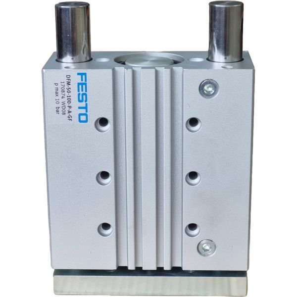 cilindro com guia, diâmetro 50mm, curso 100mm, amortecimento elástico  nas posições finais de curso, detecção de posição, guia deslizante