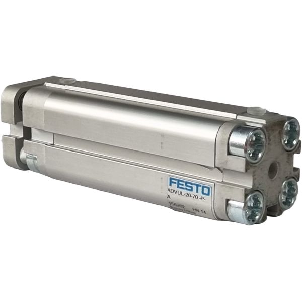cilindro compacto, antigiro com elemento de fixação, diâmetro 20mm, curso 70mm, anéis/placas de amortecimento elástico nas posições finais de curso, detecção de posição