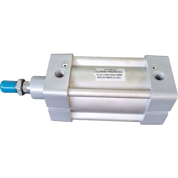 cilindro padronizado de dupla ação, diâmetro 80mm, curso 80mm, dupla ação, amortecimento ajustável, sem canal para sensor
