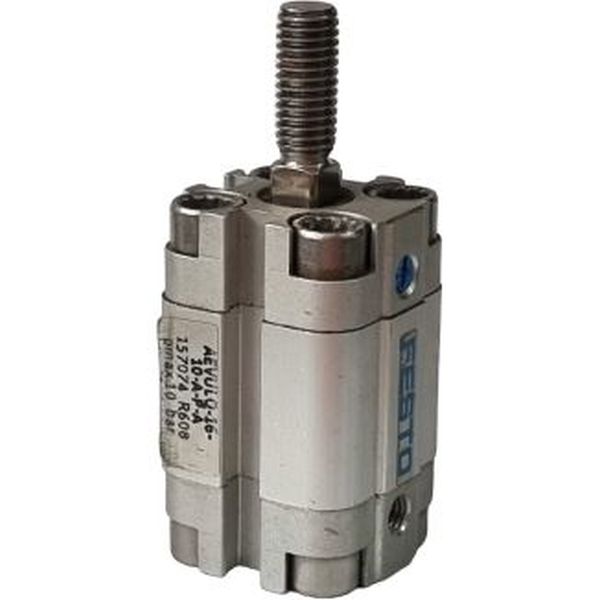cilindro compacto, diâmetro 16mm, curso 10mm, rosca externa, amortecimento elástico nas posições finais, detecção de posição