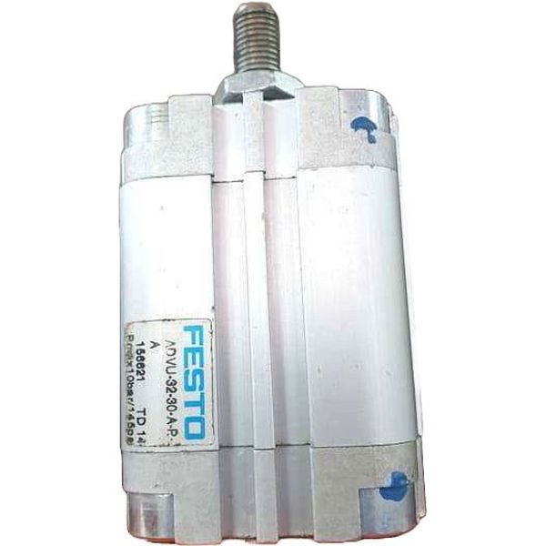 cilindro compacto, diâmetro 32mm, curso 30mm, rosca externa, anéis/placas de amortecimento elástico nas posições finais de curso, detecção de posição