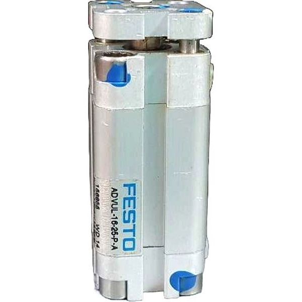 cilindro compacto, antigiro com elemento de fixação, diâmetro 16mm, curso 25mm, anéis/placas de amortecimento elástico nas posições finais de curso, detecção de posição