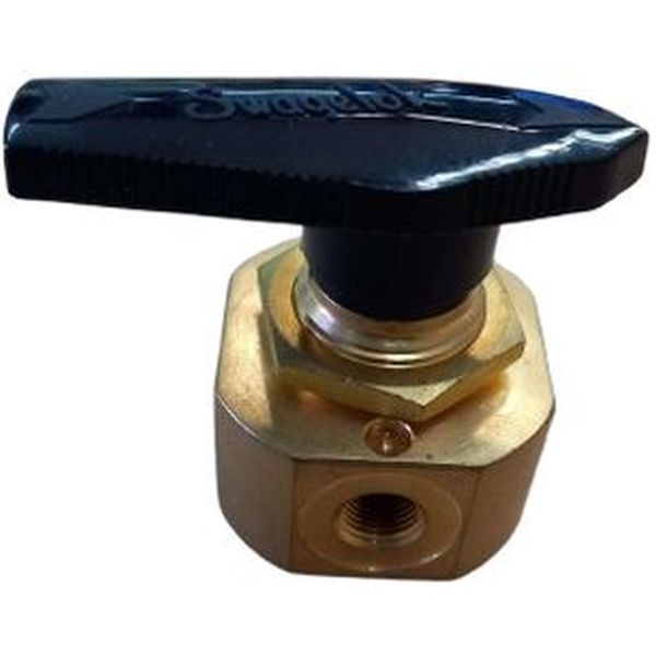 Série 40, conexão rosca 1/8, 4 vias, Cv 0,08, atuação manual, alavanca preta, corpo bronze 