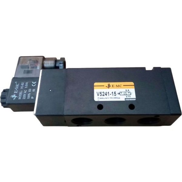 5/2 vias, conexão 1/2, acionamento solenóide, 220VAC, controle simples, pressão máxima 1.2MPa
