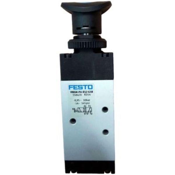 5/2 vias, conexões G1/8, atuação elétrica / retorno mola, vazão 750 l/min, meio ar comprimido, corpo alumínio, vedações NBR