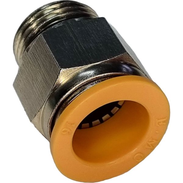 conexão rosca 1/2, diâmetro do tubo 66mm, meio de operação ar comprimido, anel de desengate laranja, corpo metálico