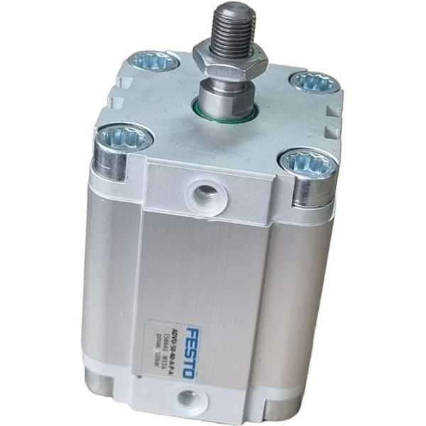 cilindro compacto, diâmetro 50, curso 40mm, rosca externa, anéis/placas de amortecimento elástico nas posições finais de curso, detecção de posição
