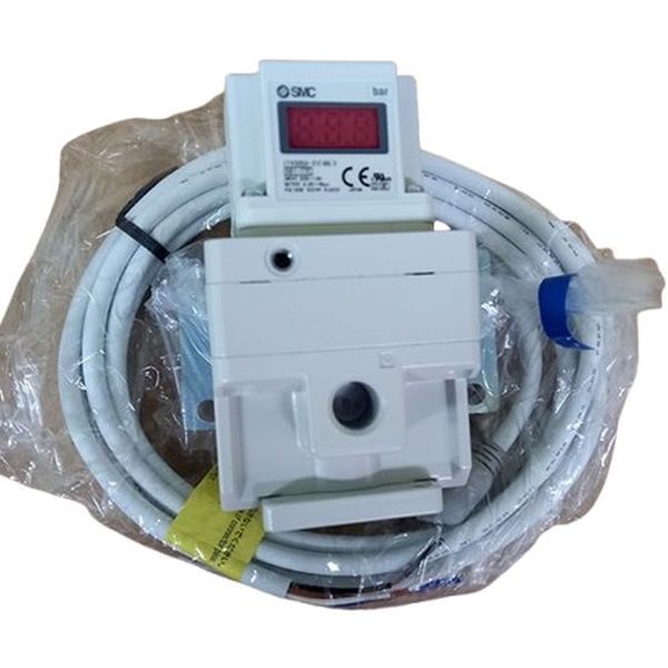 com indicador de pressão digital, proteção IP65, tamanho do corpo 3000, pressão de regulagem até 9bar, tensão de alimentação 24VDC, vazão 4000l/min