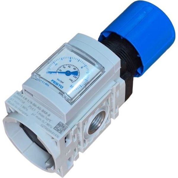 Série MS, conexão G1/4, tamanho 4, vazão 1800 l/min, regulagem de pressão 0.3 bar - 7 bar, corpo PA reforçado, vedações NBR