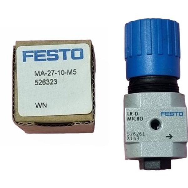 conexão M5, temperatura -10~60oC, meio ar comprimido, corpo liga de alumínio, vedações Buna-N. Man&ocirc;metro MA-27-10-M5 526323