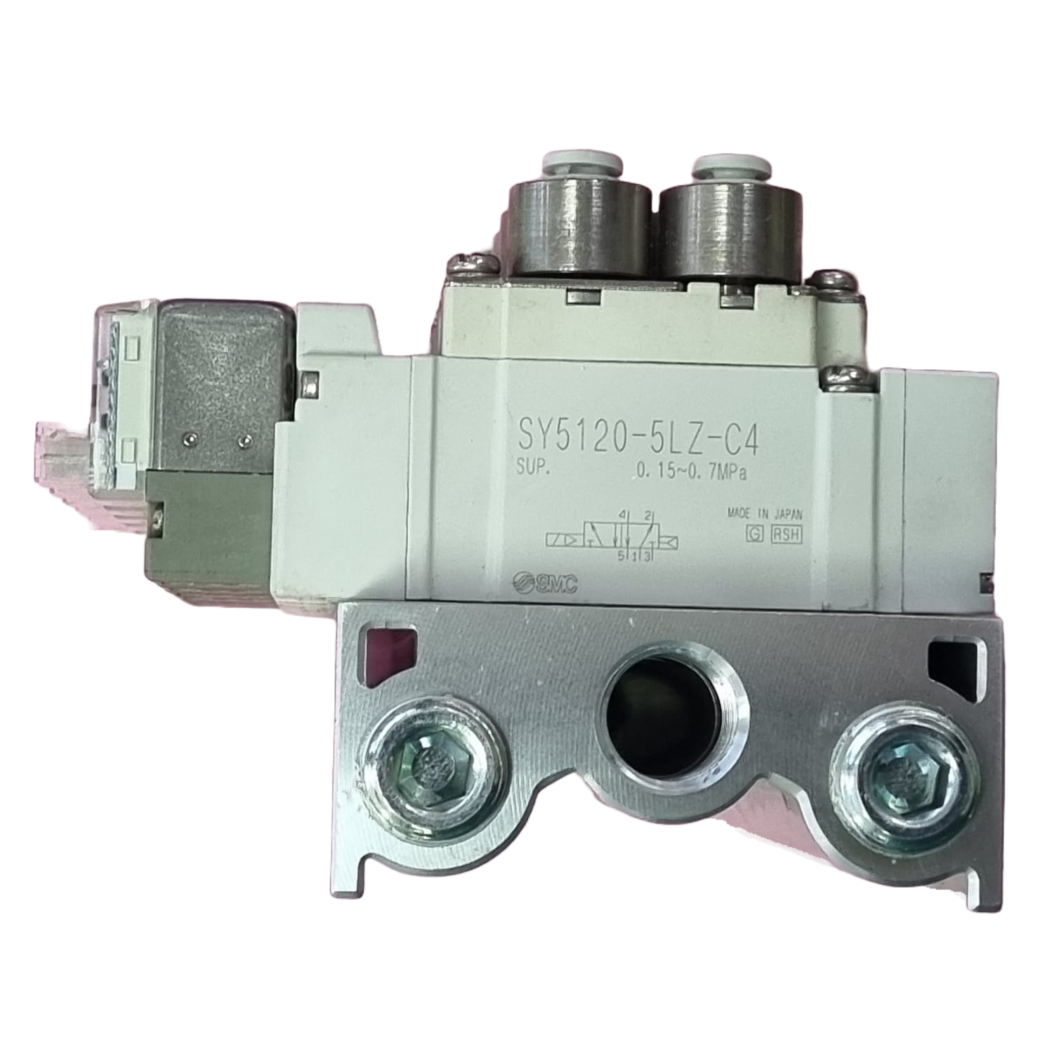 Série SY5000, 2 posições simples solenóide, solenóide tensão 24VCC, ligação elétrica conector tipo L
