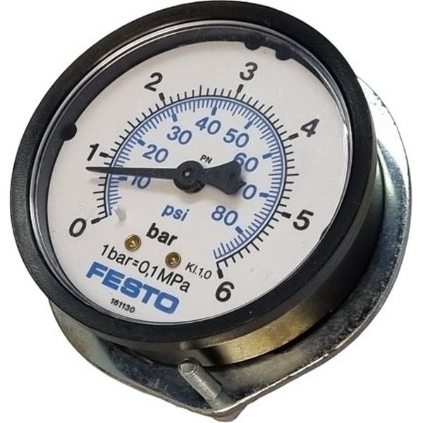 man&ocirc;metro flangeado, saída por trás, conexão rosca 1/4, diâmetro 63mm, visor de plástico, caixa de plástico,  fluidos gases inertes / líquidos neutros