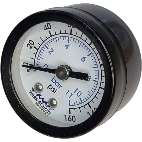 diâmetro 40mm, saída por trás, escala 0-11bar / 0160psi, rosca 1/8