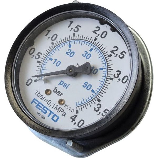 saída por trás, com flange, conexão rosca 1/4, diâmetro 63mm, visor de plástico, caixa de plástico, fluidos gases inertes / líquidos neutros