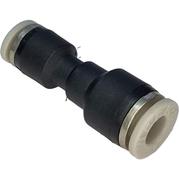 1 conexão para tubo de 6mm, 1 conexão para tubo de 4mm, para tubos poliuretano ou nylon, anel de desengate branco