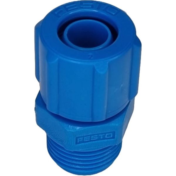 1 conexão rosca macho G3/8, 1 conexão para tubo flexível com diâmetro externo de 6mm, formato reto, pressão operacional -0,95...10bar, meio de operação ar comprimido, material corpo alumínio, anel de vedação PU