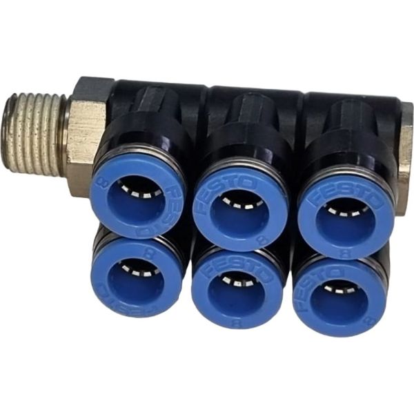 Distribuidor, rosca R1/4, diâmetro 8mm, pressão de 6bar, temperatura de -10°C a 80°C - FESTO