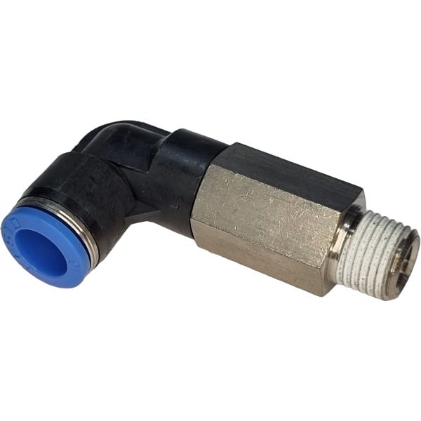 conexão roscada em L, conexão em L, conector pneumático em L, conexão L, união para tubos em L, conexão para tubos PUN e PAN, conexão pneumática, conexão instantânea, conexão rápida, conexão de engate rápido em L