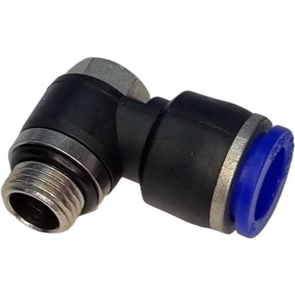 conexão roscada em L, conexão em L, conector pneumático em L, conexão L, união para tubos em L, conexão para tubos PUN e PAN, conexão pneumática, conexão instantânea, conexão rápida, conexão de engate rápido em L