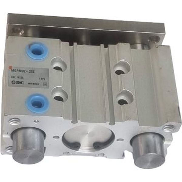 cilindro com guia, diâmetro 32mm, curso 25mm, fluido ar comprimido, amortecimento elástico nos dois lados 