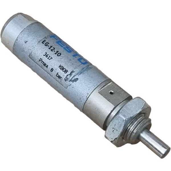 Cilindro redondo, diâmetro de 12 mm,  curso de 10 mm, sem amortecimento, simples ação, conexão pneumática 1/8, pressão de 2...8bar 