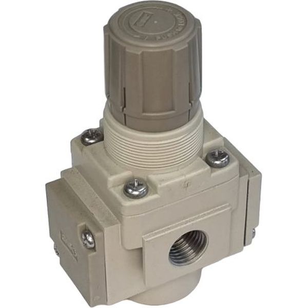 tamanho do corpo 20, conexão rosca 1/8, vazão 500Nl/min, conexão do man&ocirc;metro 1/8, sistema modular, travamento mecânico