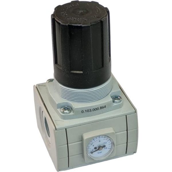 Série QBM4 G1/2, com corpo e bloqueio de regulagem, regulador para linha, conexão rosca 1/2, pressão de trabalho 0-10bar, com man&ocirc;metro incorporado