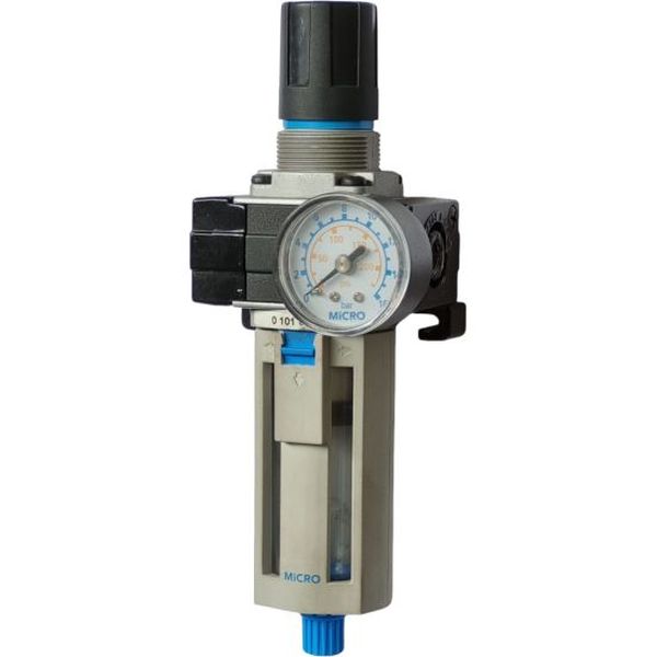 Série QBS1, conexão rosca 1/8, poder filtrante 40 microns, copo de plástico com proteção, pressão de trabalho 0-10bar