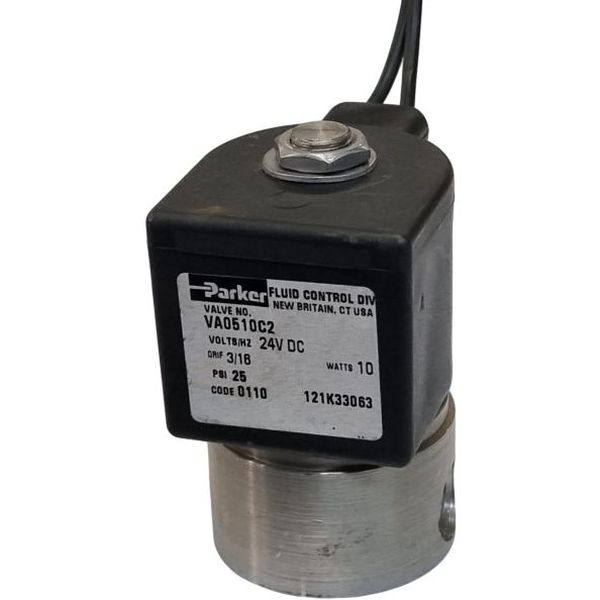 2/2 vias, orifício 3/16mm, pressão 25psi, bobina 24VDC / 10Watts / ligação elétrica com fio , código 0110, 121K33063