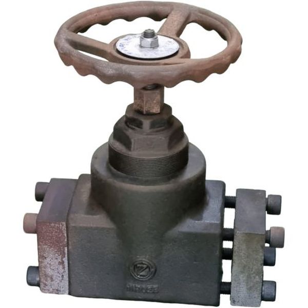 válvula de parada, com flange, tamanho nominal 2'', pressão máxima de operação 315 kgf/cm2, vazão 800 L/min, fluido óleo