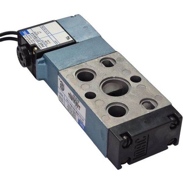 Série 800, conexão rosca 1/4nptf, 5/2 vias, montagem com manifold, acionamento solenóide, fluxo máximo 1,4CV, bobina 24VDC 8.5W, fluido ar comprimido / vácuo / gases inertes