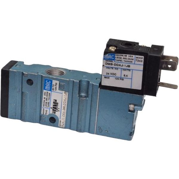 Série 52A, tipo 3/2 vias, bobina 24VDC 5,4W, pressão máxima 120psi