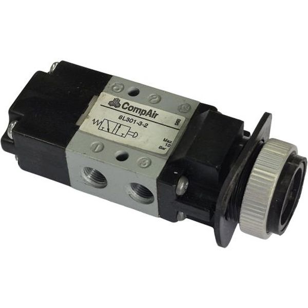 Válvula pneumática tipo botão-mola, 3/2 vias, rosca G1/8