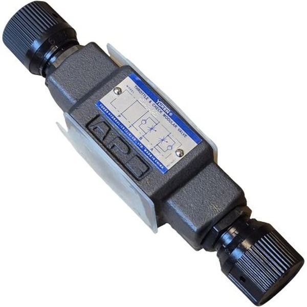 tamanho 1, pressão máxima de operação 31,5MPa, vazão máxima 60l/min, desenho 50, fluido óleo. Controle de vazão e retenção.
