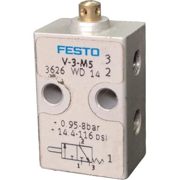 
3/2 vias, conexão M5, acionamento manual, pressão máxima de trabalho 8bar, corpo alumínio, vedações NBR