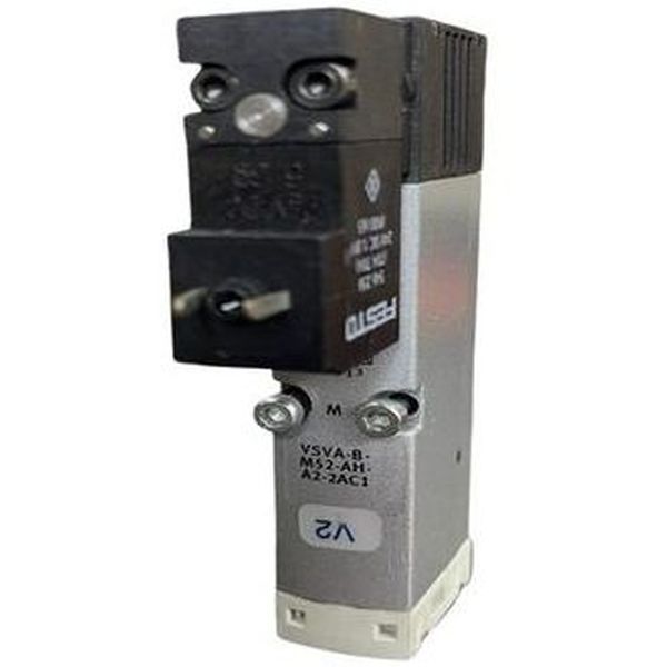 5/2 vias, monostável, acionamento elétrico, retorno por mola pneumática interna, ISO 15407-1