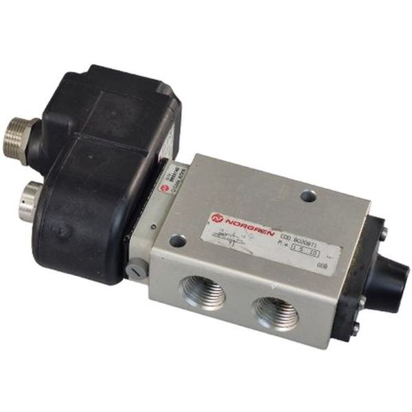 Série T ring, 3/2 vias NF , conexão rosca 1/2NPT, acionamento solenóide, retorno pneumático, 1,5...10 bar, êmbolo deslizante, vedações macias, meio ar comprimido filtrado