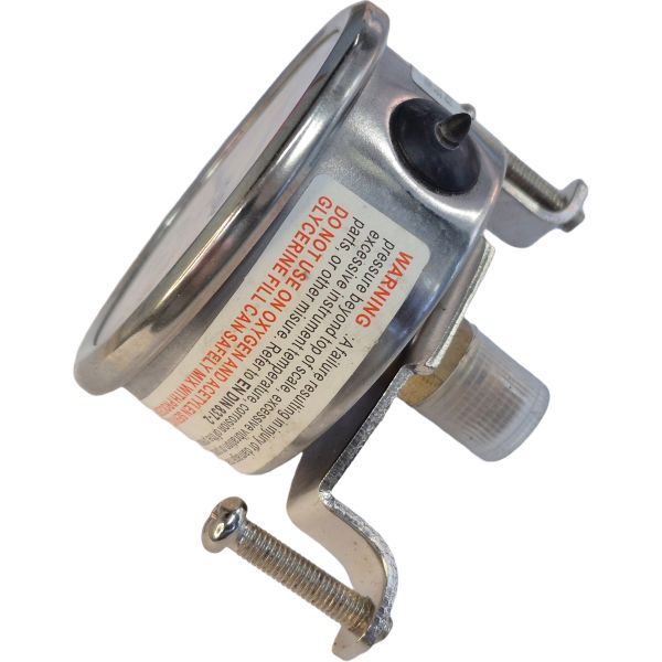 man&ocirc;metro saída por trás, rosca 1/4, mostrador 63mm, com glicerina, visor plástico, caixa metálica