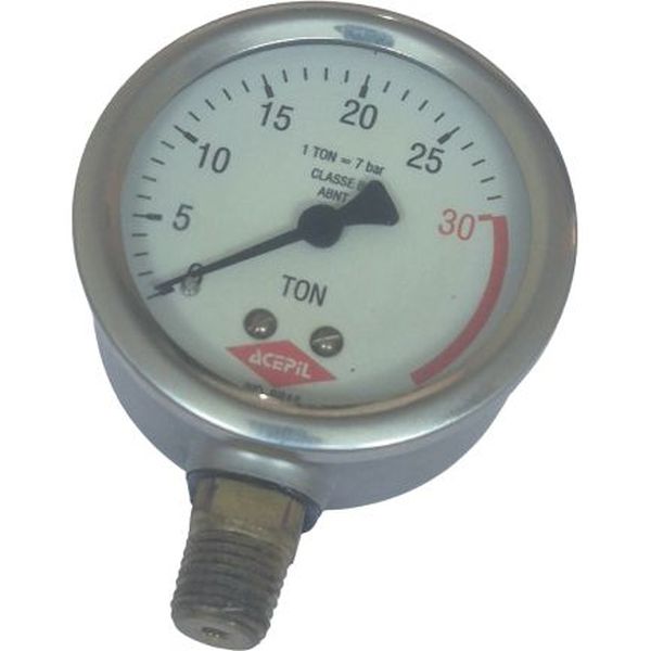 man&ocirc;metro saída por baixo, rosca 1/4, mostrador 63mm, rosca latão
