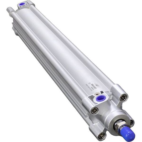 diâmetro 63mm, curso 500mm, normas ISO 6431 / VDMA 24562 / ISO 15552, dupla ação, amortecimento ajustável, pressão até 10bar, temperatura ambiente -10°C a +80°C, fluido ar comprimido filtrado, vedações Buna-N