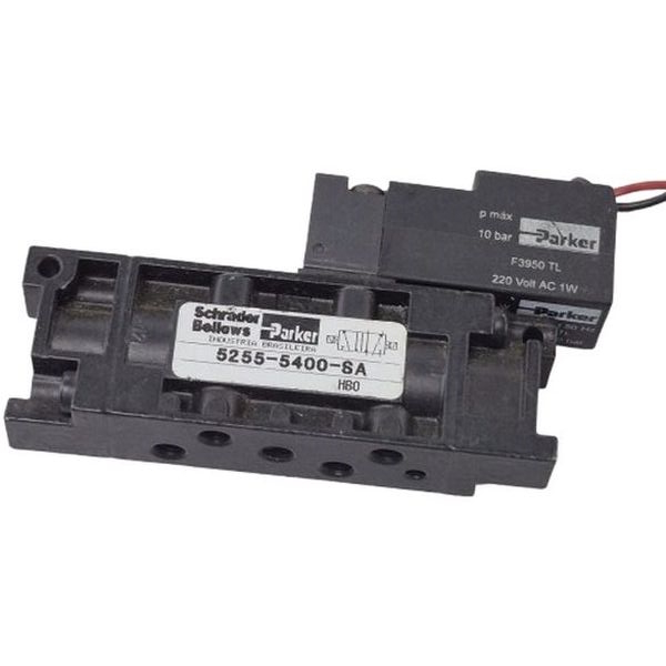 5/2 vias, bobina 220 VAC 1W ligação elétrica com fio, pressão máxima 10bar, montagem sobre placa