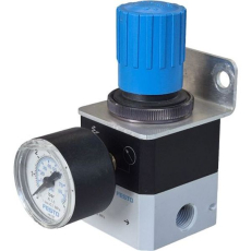 Regulador de pressão de precisão LRP-1/4-4 159501 com suporte para fixação e man&ocirc;metro - FESTO seminovo