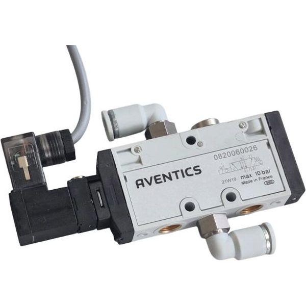 5/2 vias, conexão G1/8, simples solenóide, 24VDC, pressão máxima 10bar, operação ar comprimido