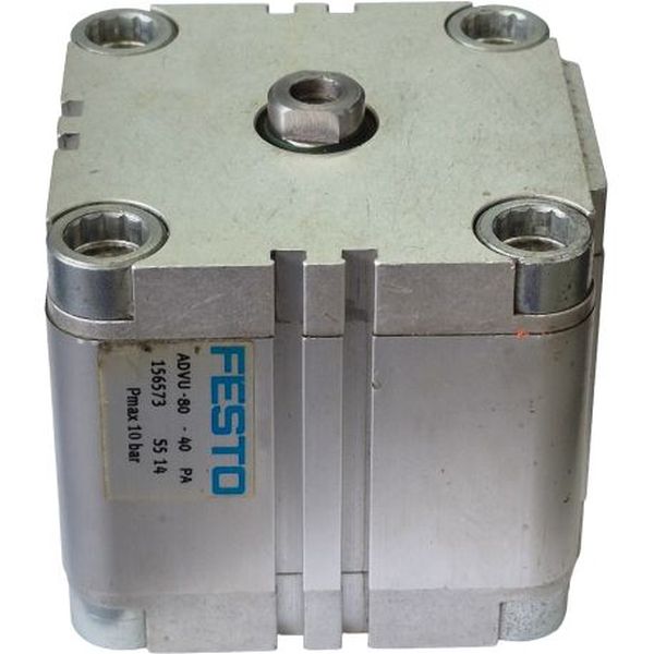 cilindro compacto, diâmetro 80mm, curso 40mm, anéis/placas de amortecimento elástico nas posições finais de curso, detecção de posição